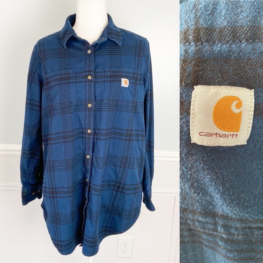 Carhartt Rugged Flex Relaxed Fit Midweight Flannel Long-Sleeve Plaid Tunic Sz L